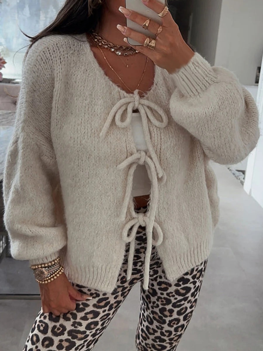 Stilzeits | Strickcardigan mit Schleifen Weich und Warm Trendy Look