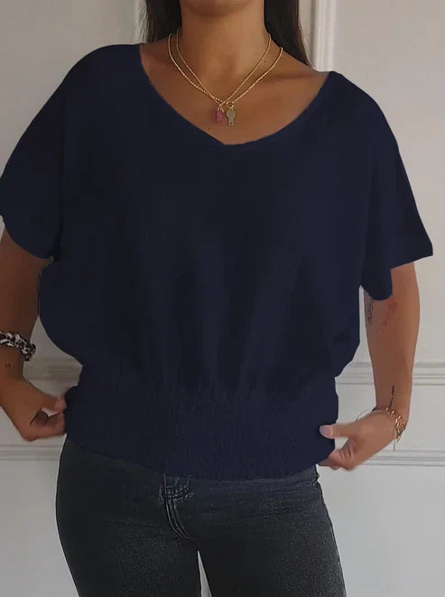 T-Shirt Belinda mit V-Ausschnitt und halben Ärmeln