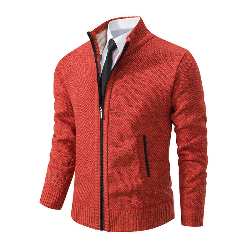 Herrenstrickjacke Aidan: robust, mit Stehkragen