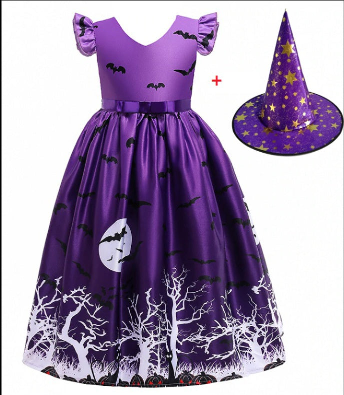 Fudus Halloween Prinzessinnenkleid mit Halloween-Muster
