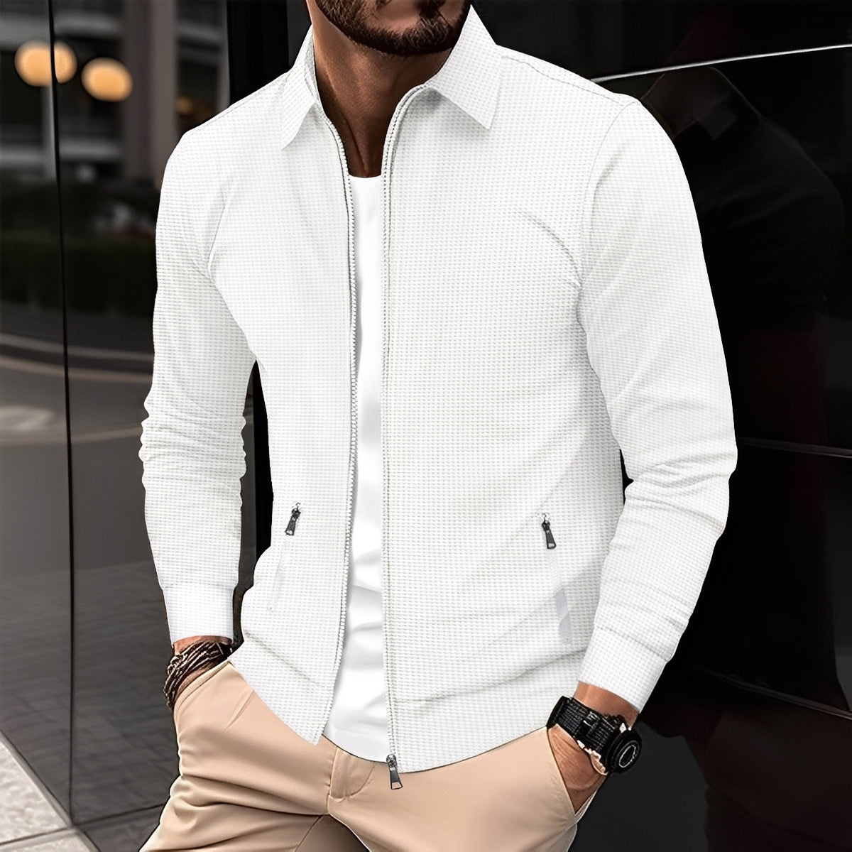 Stilzeits | Moderne Jacke mit Reißverschlusstaschen für Herren