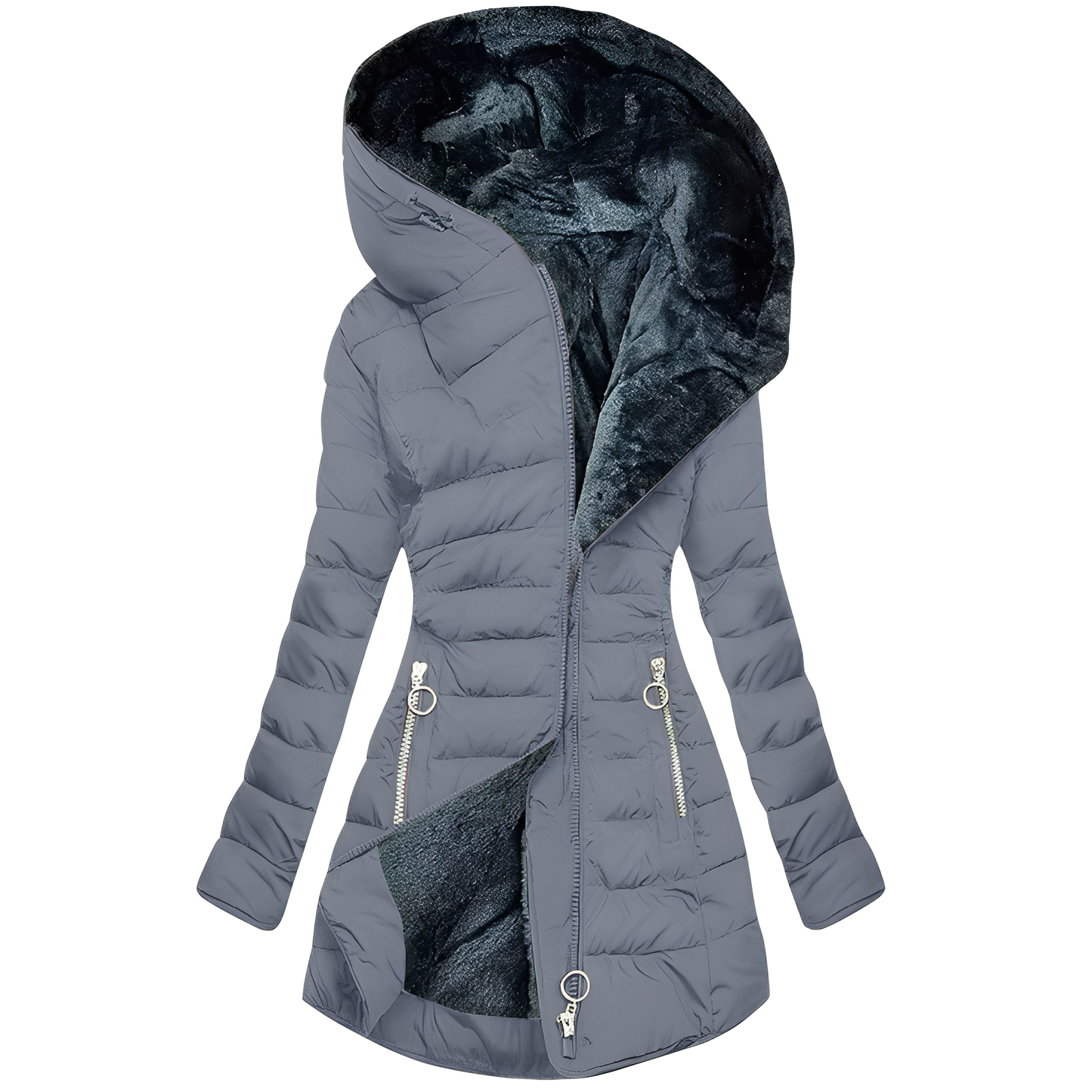 Stilzeits | Warmer Plüschmantel mit Kapuze für Frauen