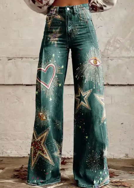 Weite Hose von Paola mit buntem Druck