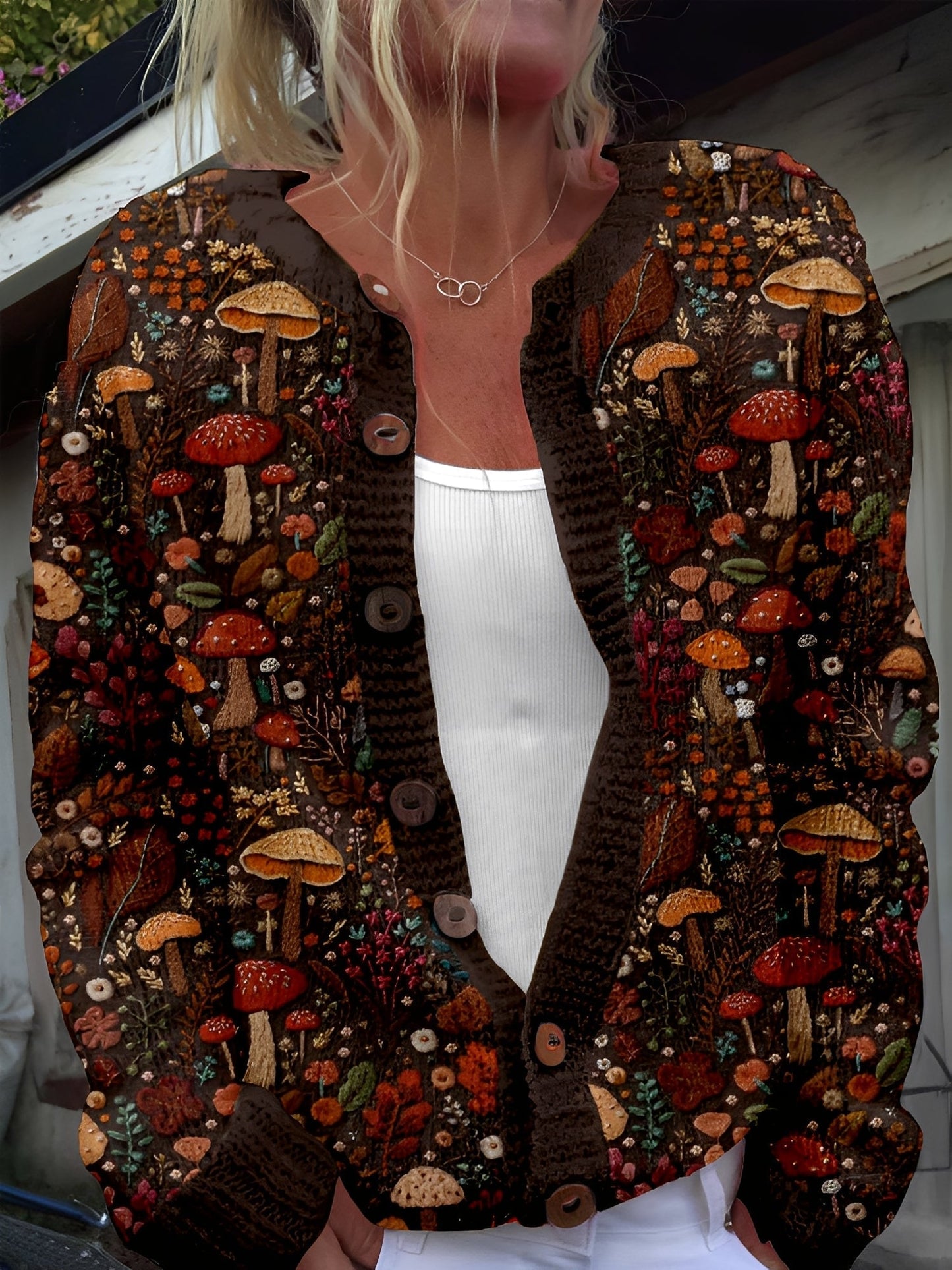 Stilzeits | Stilvolle Strickjacke mit Blumenmuster für Frauen