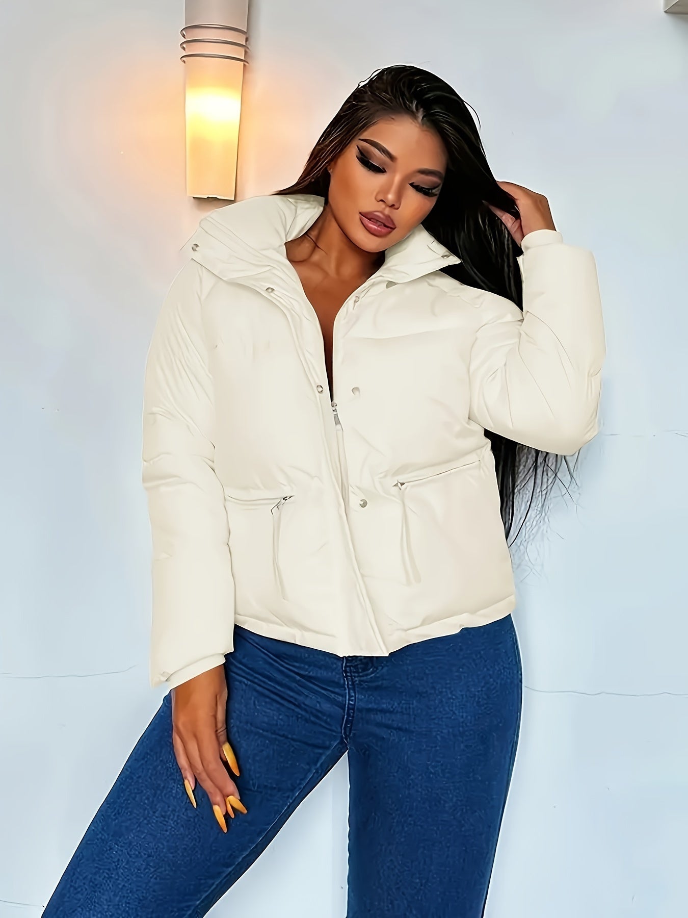 Stilzeits | Kurze Lässige Daunenjacke mit Reißverschluss für Damen Ideal für Herbst Winter