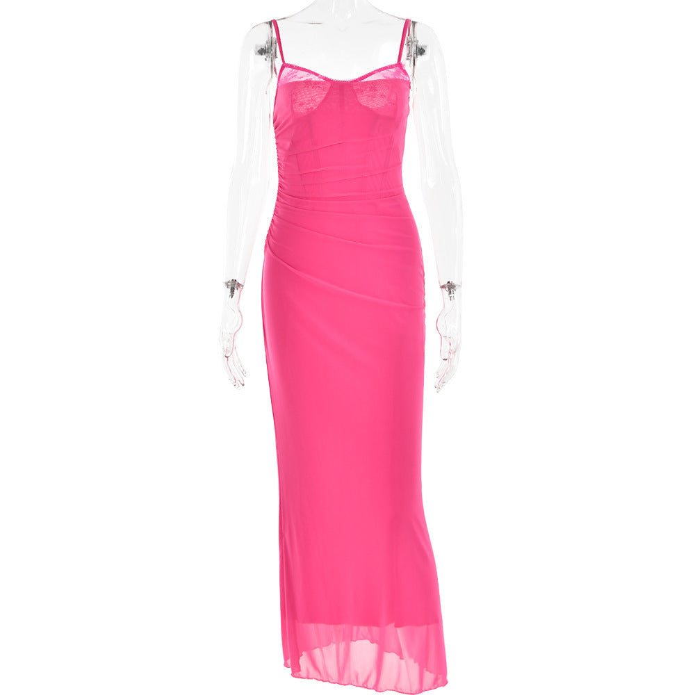 Langes Netzkleid mit Tube-Top von Fudus