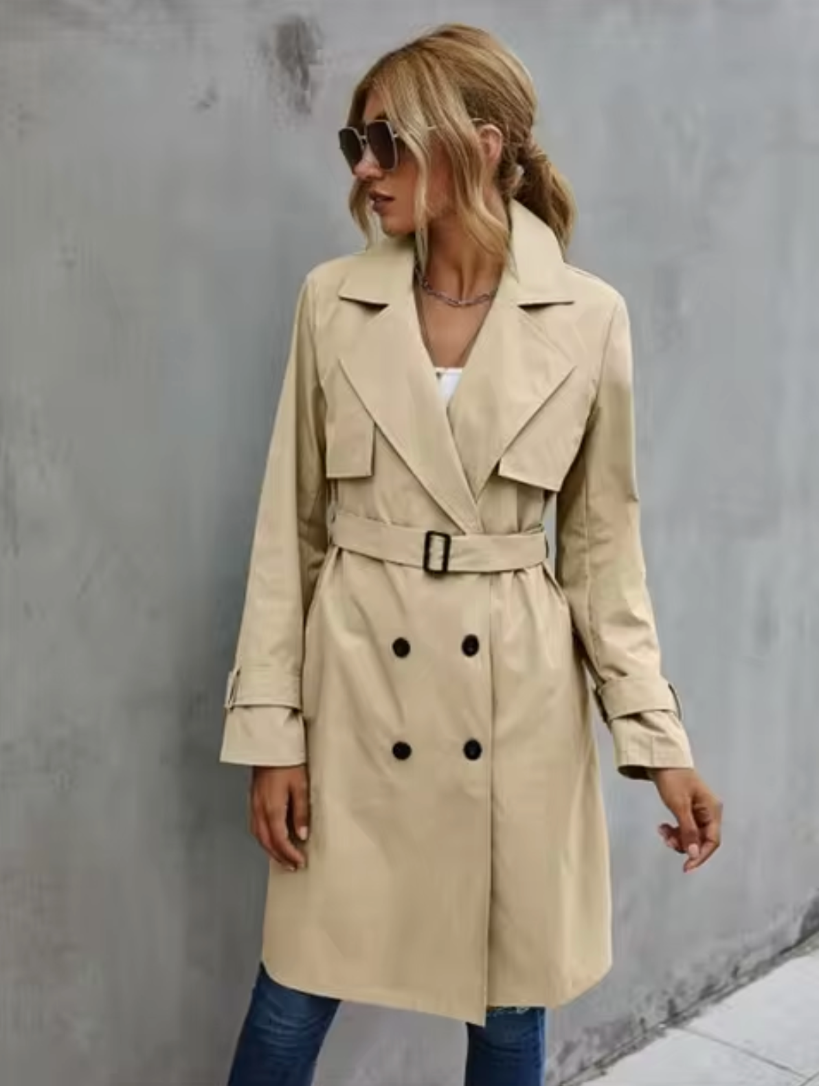 Damen Eleganter Leichter Trenchcoat - Winddichtes Design