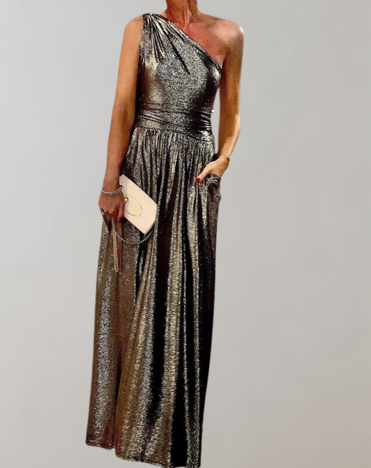 Schickes Festkleid mit schrägen Ausschnitt