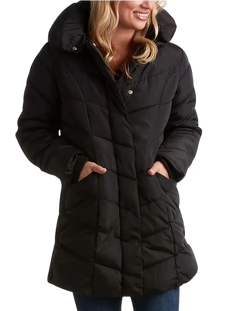 Übergroße Kapuzen-Steppjacke mit Reißverschluss von Keytharae aus Plüsch