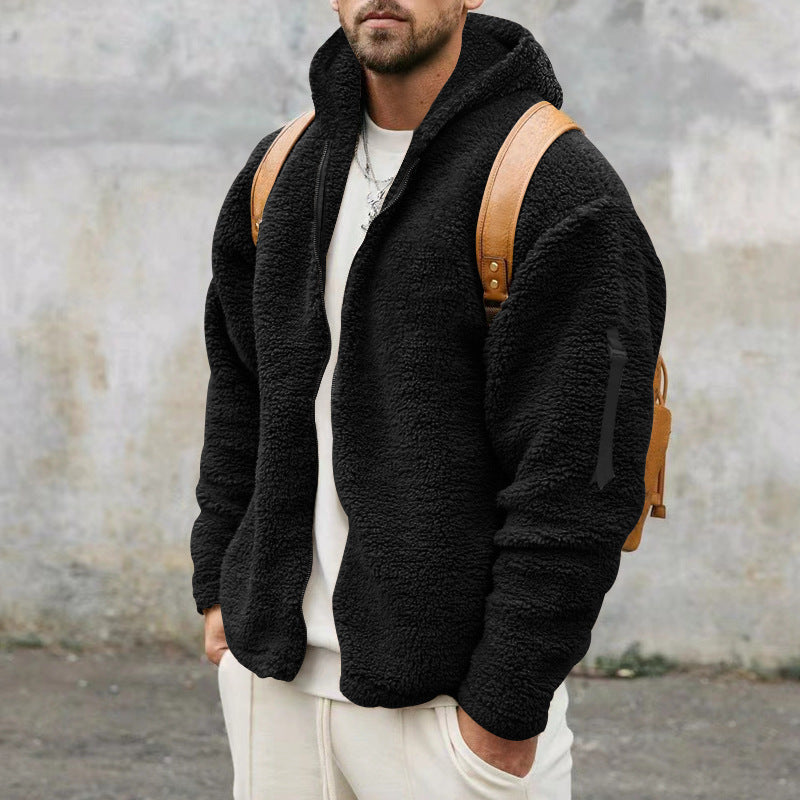 Herren-Fleecejacke Leon mit Kapuze für Herbst/Winter