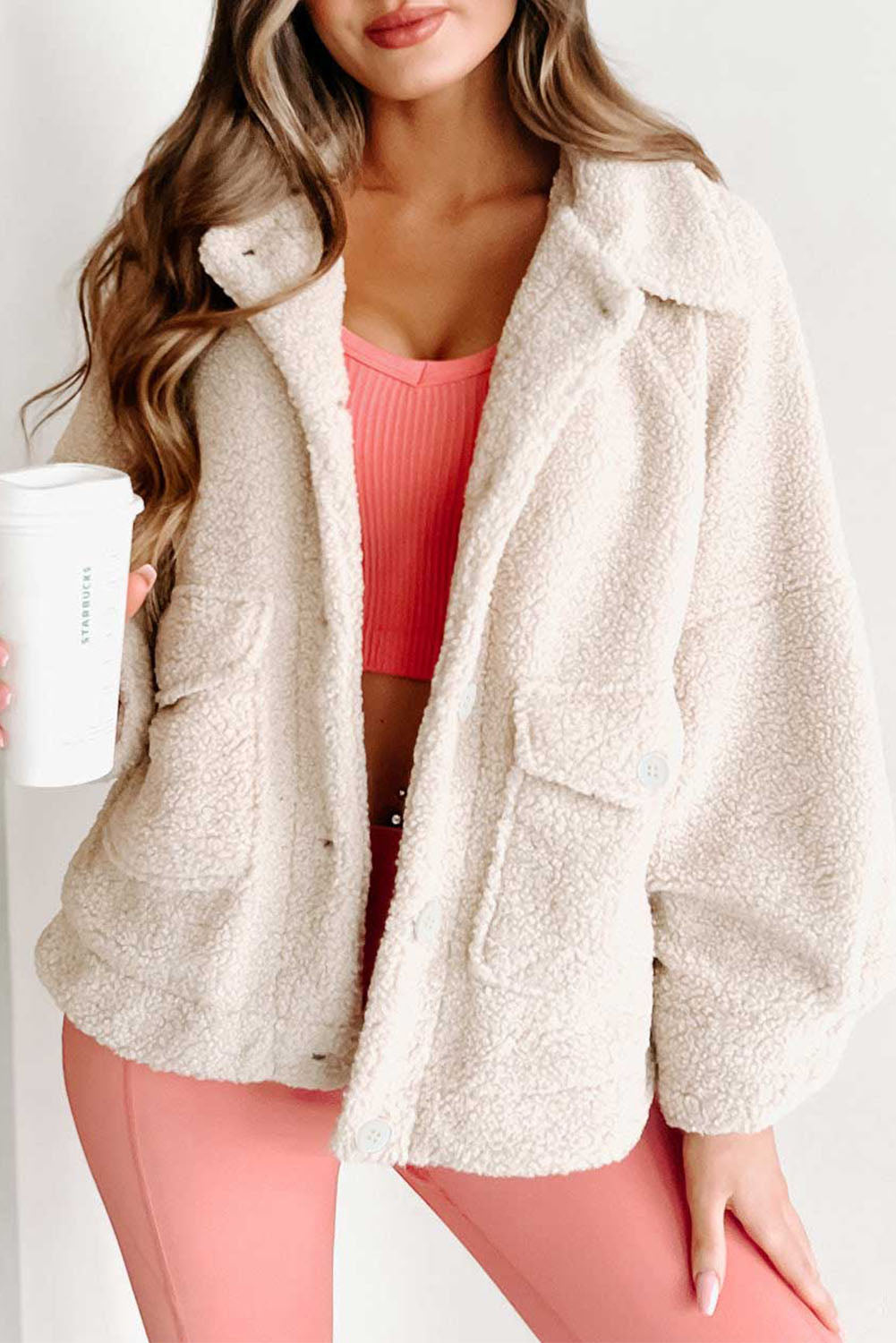 Stilzeits | Weiche Teddyjacke mit Taschen Komfortabel und Trendy Perfekt für Den Alltag