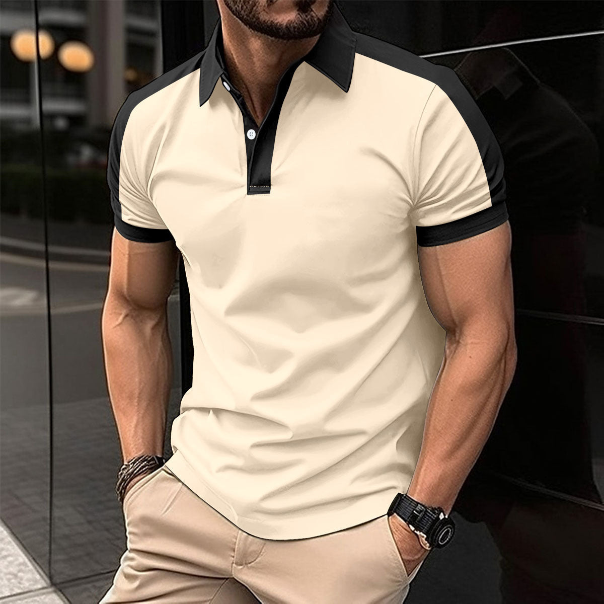 Sommerliches Herren Poloshirt mit kurzen Ärmeln für Business Casual