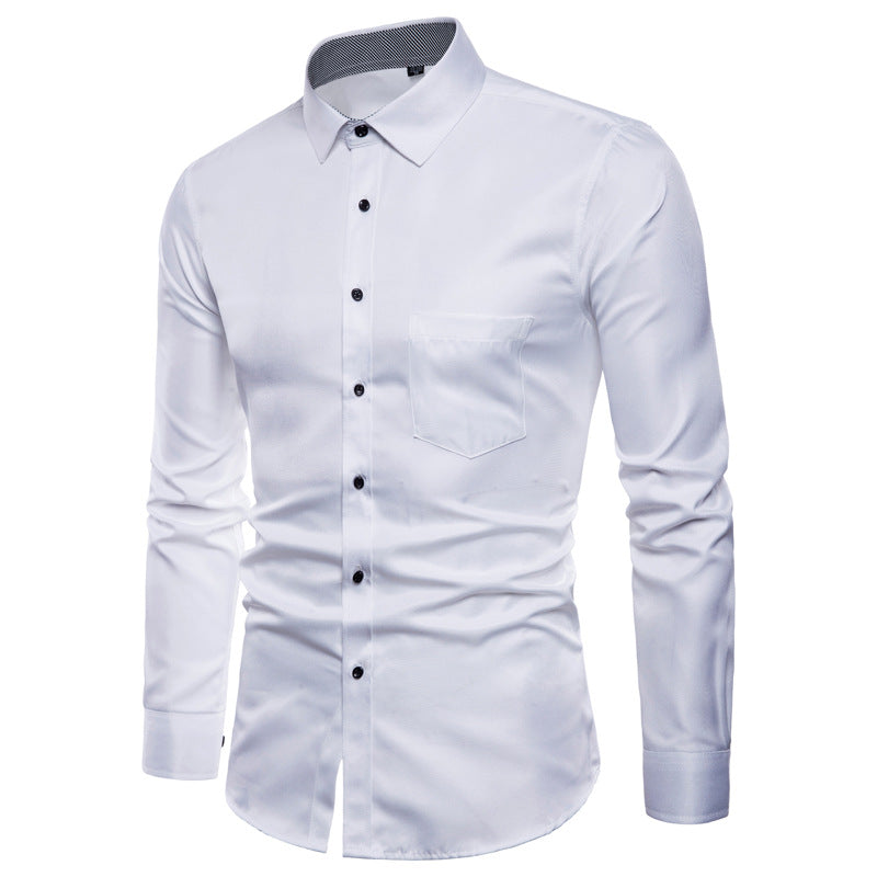 Herren Langarmhemd aus hochwertigem Satin mit modernem Slim-Fit Stilzeits