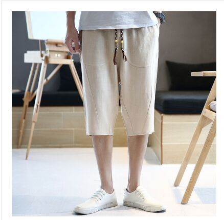 Herren lässige Leinenhose mit elastischem Bund und praktischen Taschen Stilzeits