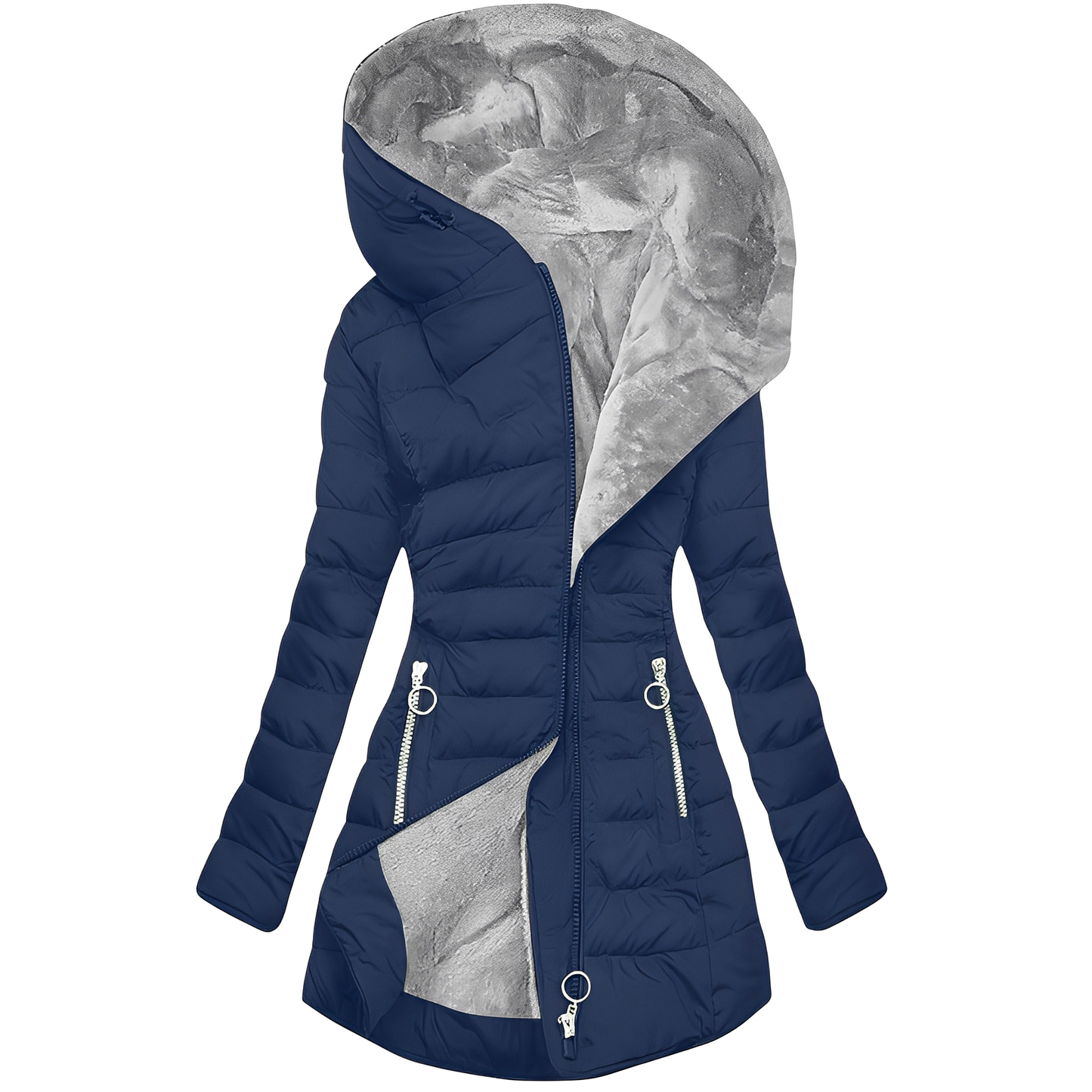 Stilzeits | Warmer Plüschmantel mit Kapuze für Frauen