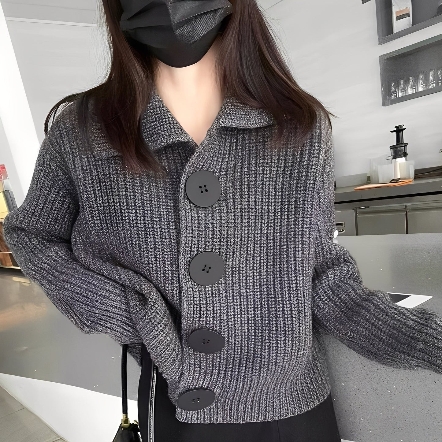 Stilzeits | modischer Cardigan mit großen Knöpfen für Frauen