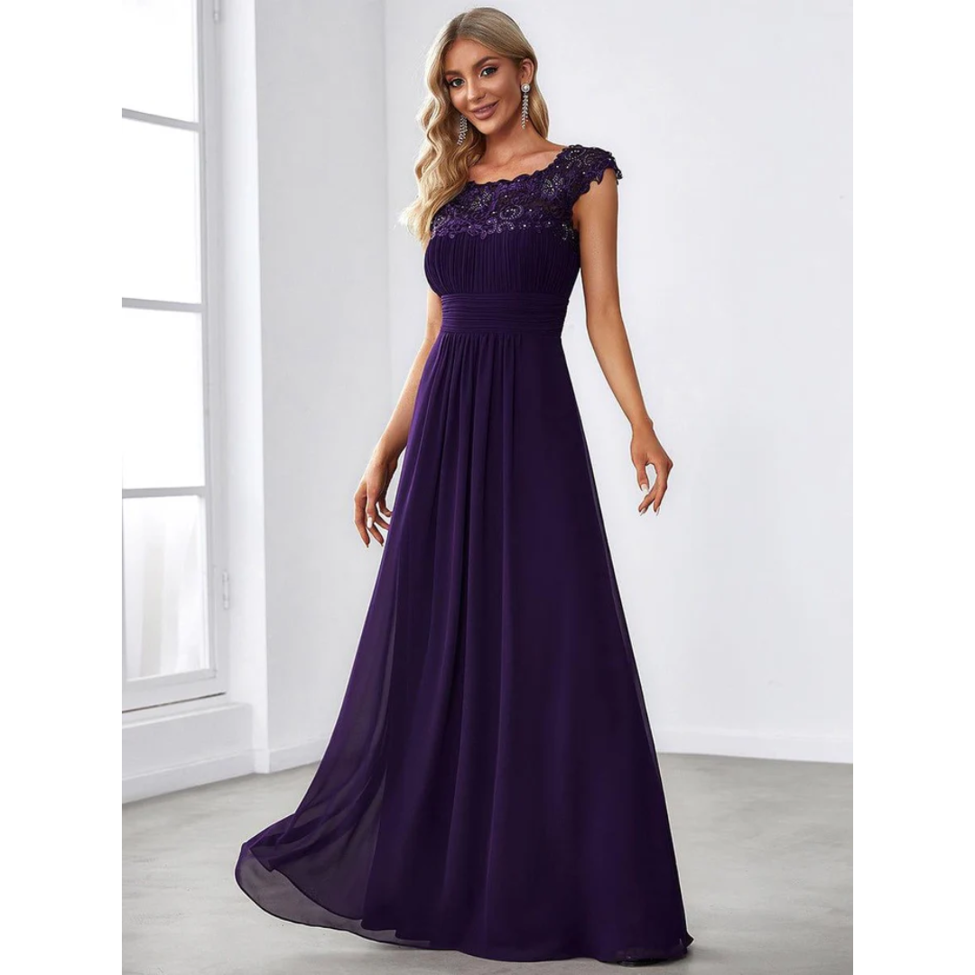 Damen Abendkleid Mit Rundhalsausschnitt | Maxi
