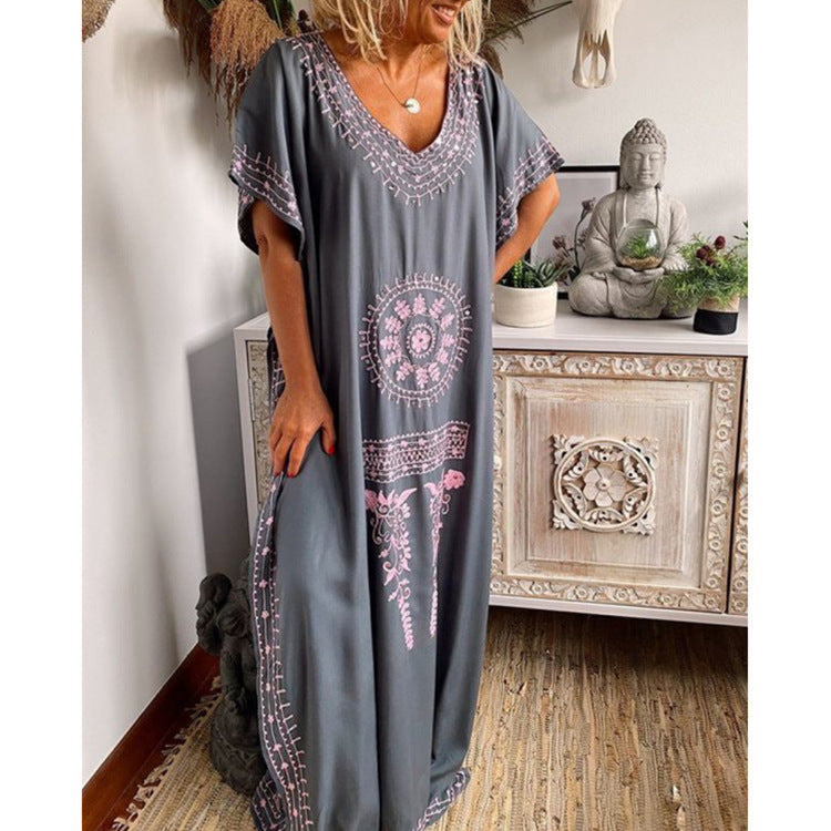 Fudus Boho Maxidress mit V-Ausschnitt