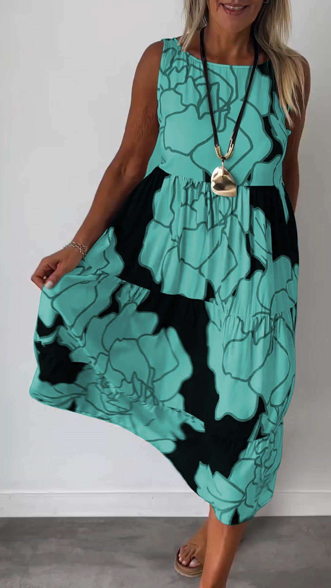 Damenkleid von Fudus: ärmellos, mit Print und Schnürung