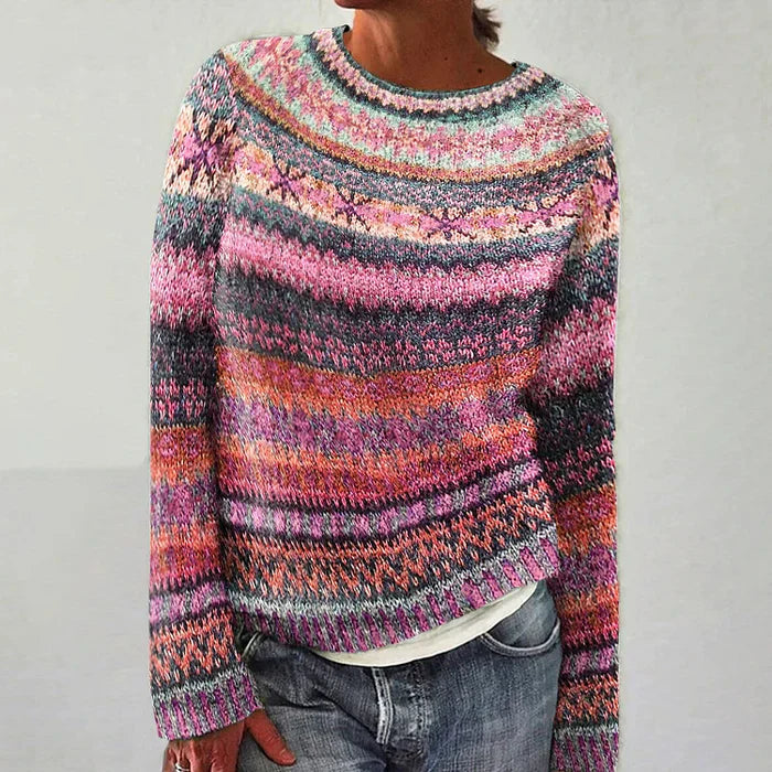 Stilzeits | Pullover - Frauen Bunter Fair Isle Strickpullover