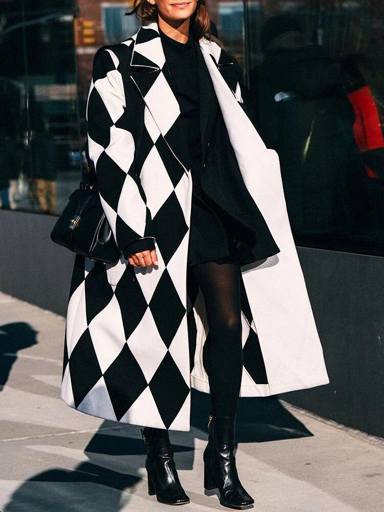 Stilzeits | Langer Mantel Mit Reverskragen Für Damen