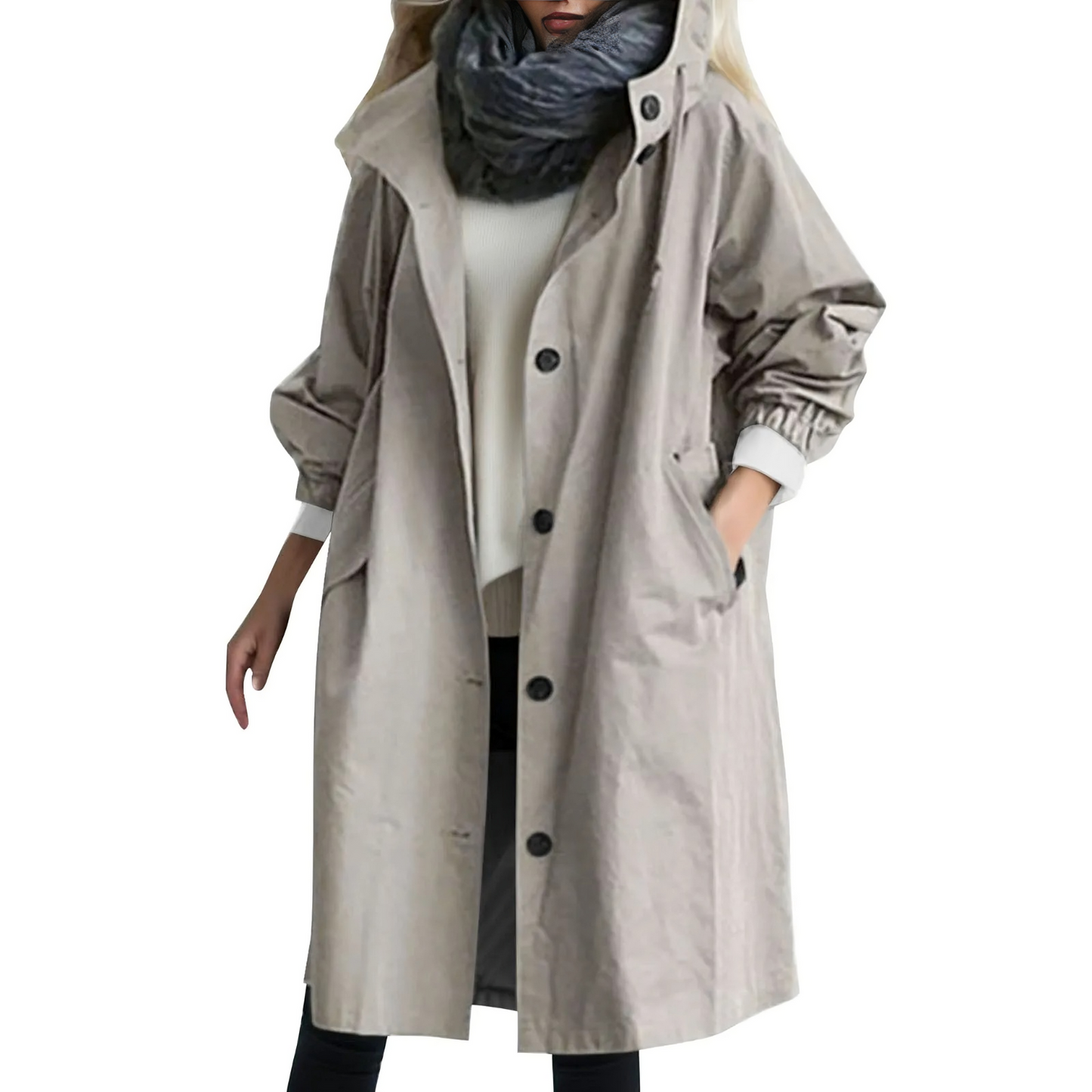 Stilzeits | Winddichtes Damen-Trenchcoat mit Kapuze