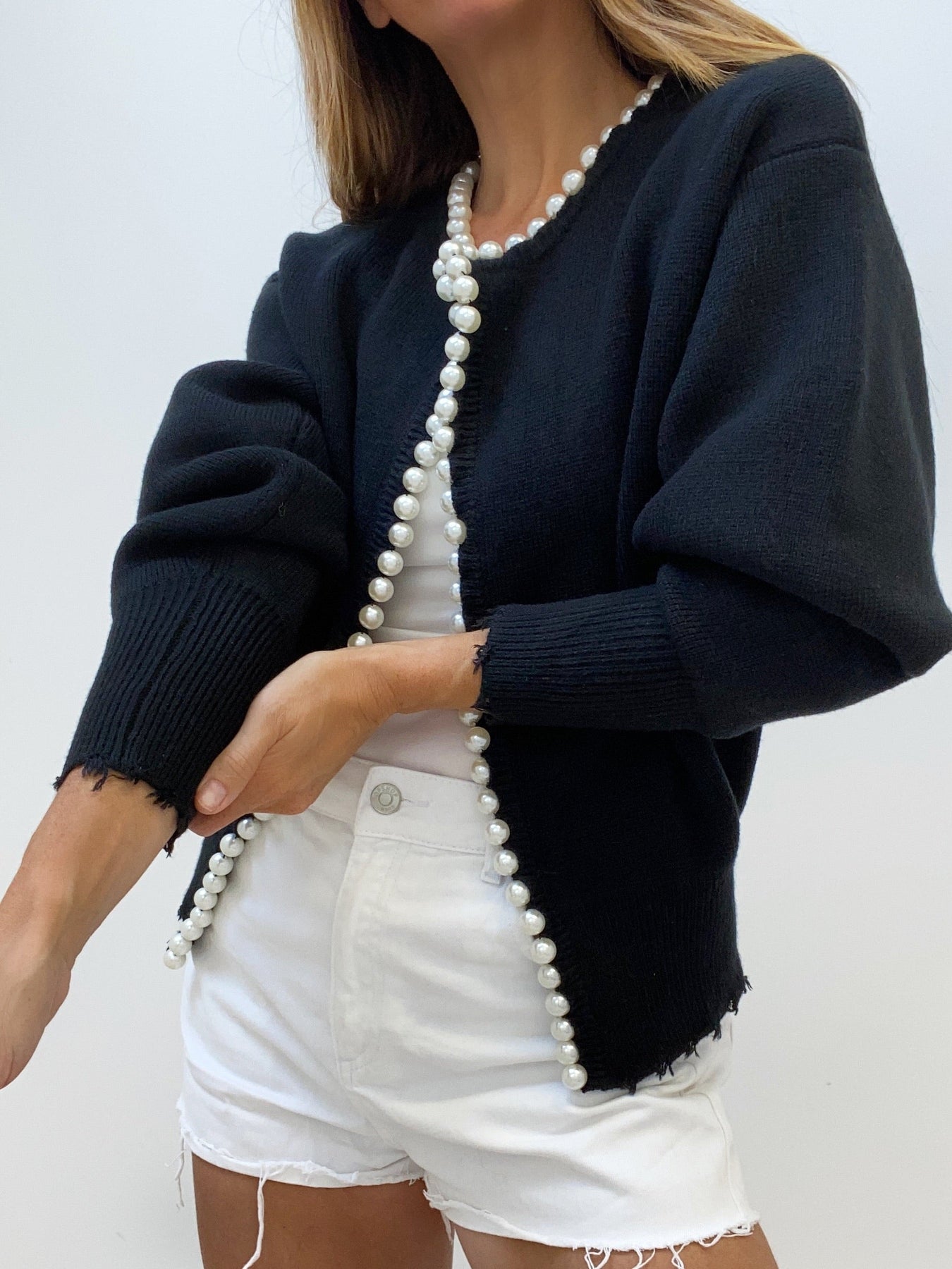 Stilzeits | Cardigan mit Perlendetails Baumwollmischung Elegant und Feminin