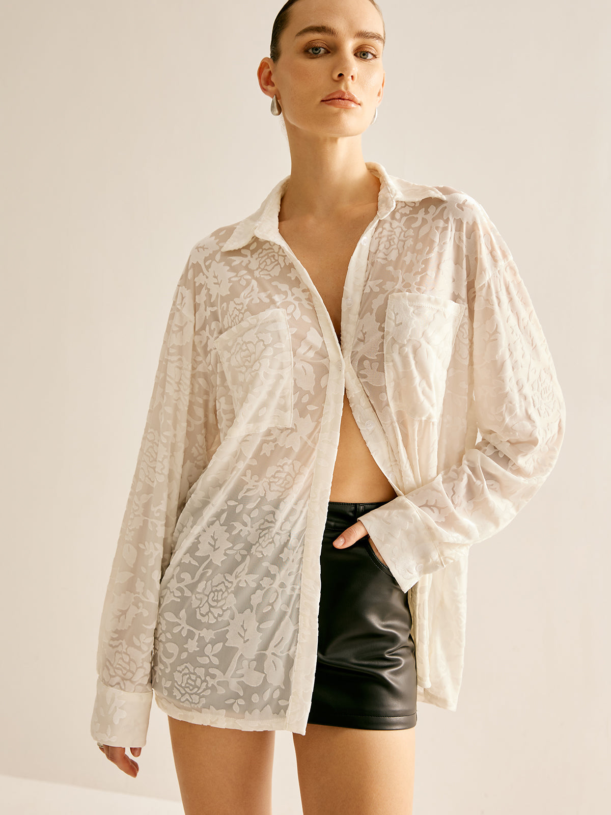 Semi-transparent Jacquard Polo Shirt by Fudus