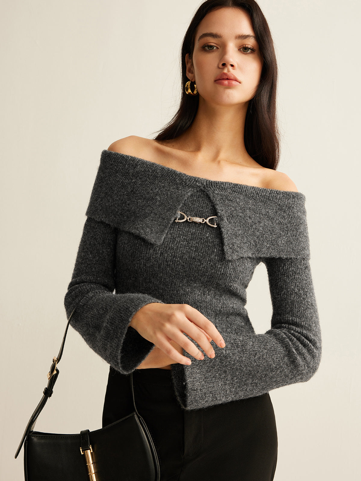 Strick-Croptop von Fudus mit Schulterpartie