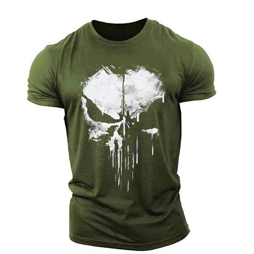 T-Shirt mit Totenkopf-Motiv für Herren - Rundhals