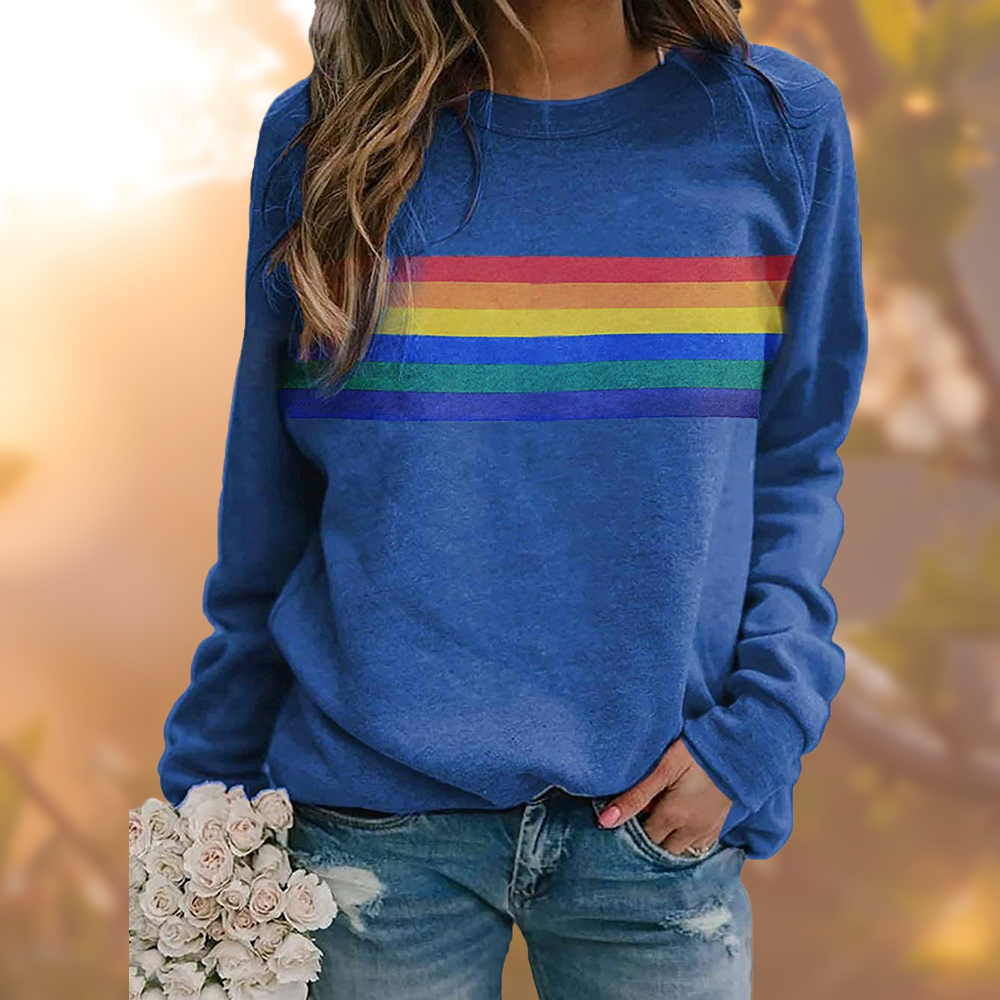 Stilzeits | Weicher Baumwollpullover Mit Regenbogenstreifen