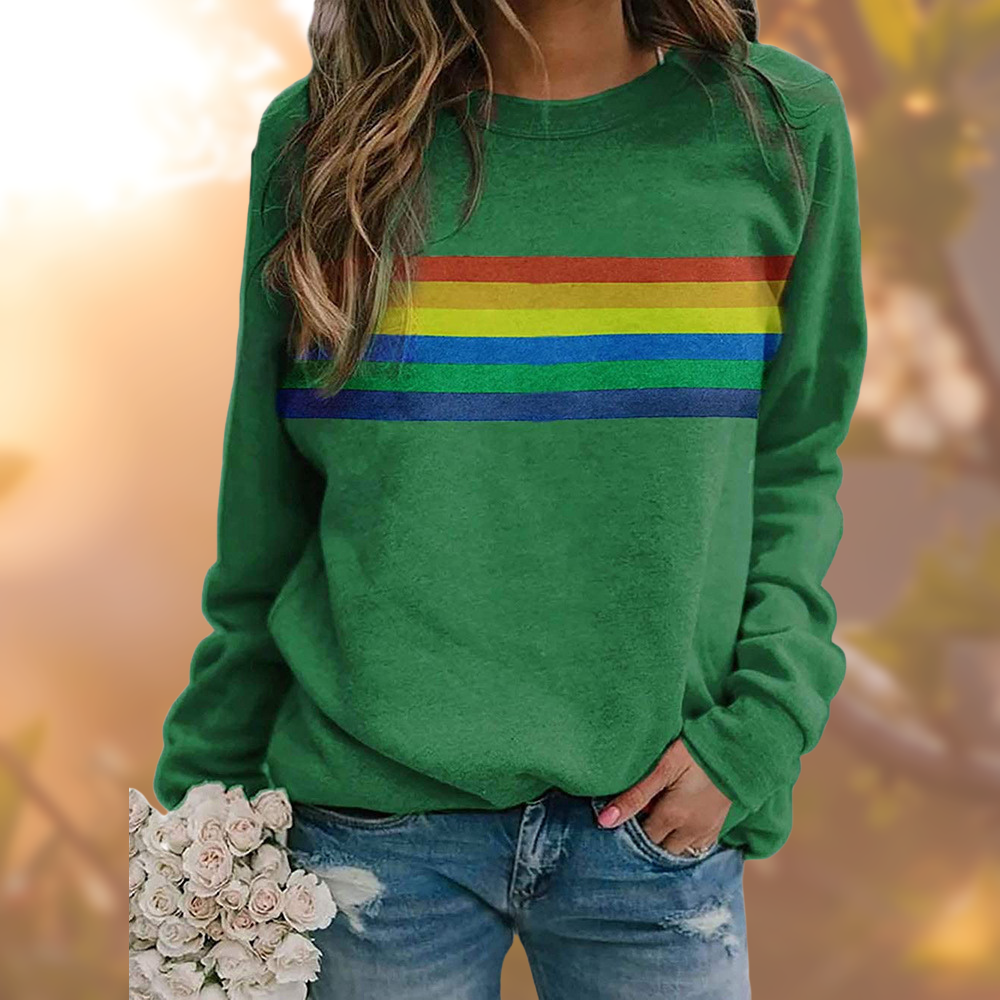 Stilzeits | Weicher Baumwollpullover Mit Regenbogenstreifen
