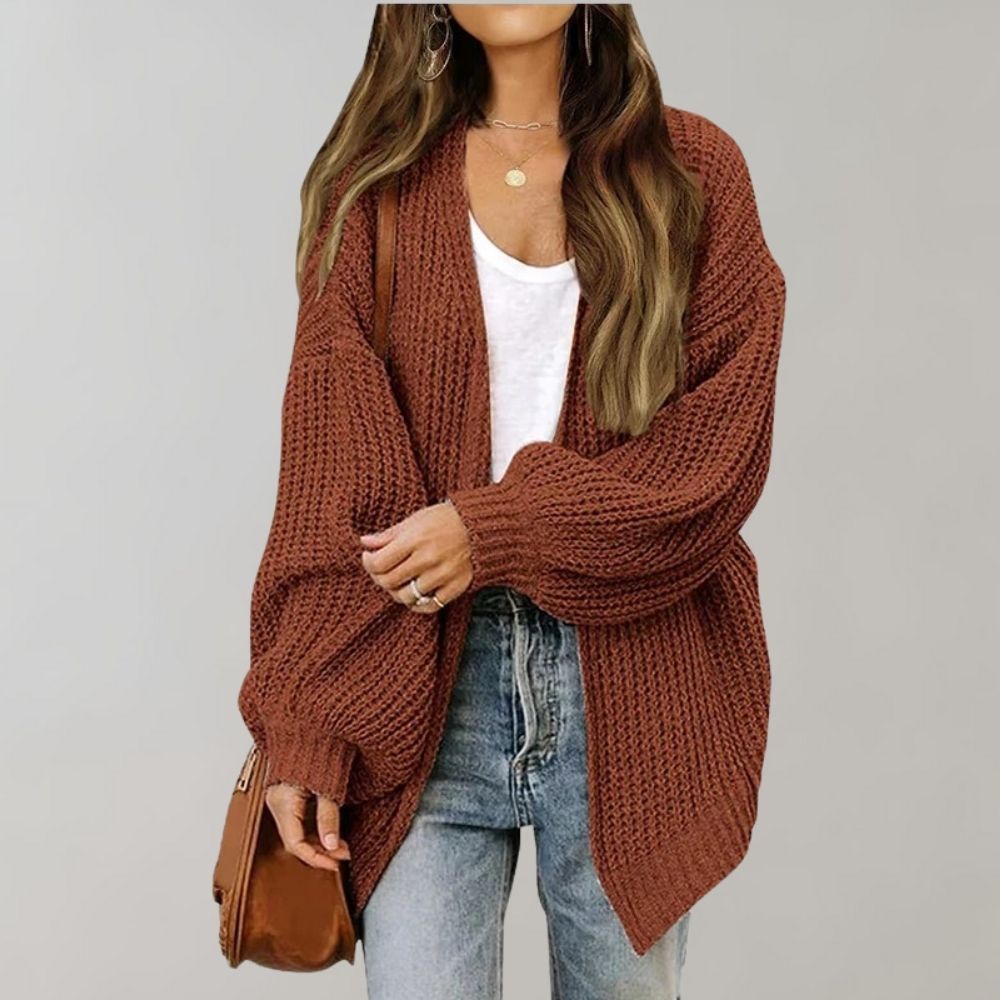 Oversized-Strickjacke für Damen – warmer Stil mit offener Vorderseite