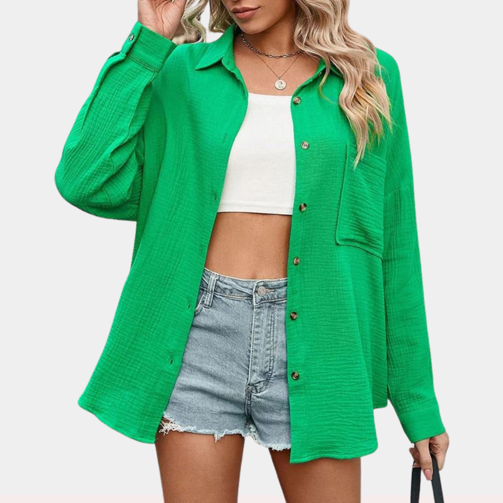 Viviana: Modische Sommerbluse mit Taschen für Damen