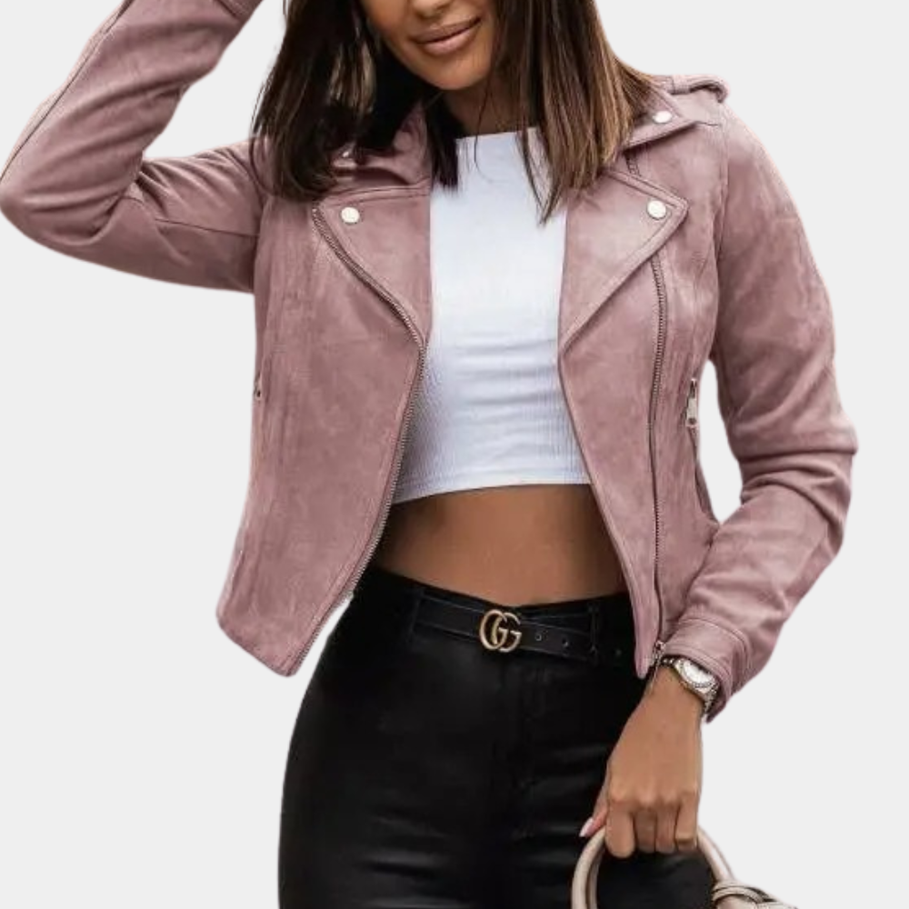 Stilzeits | Stilvolle Bikerjacke Wildlederlook Trendy und Elegant