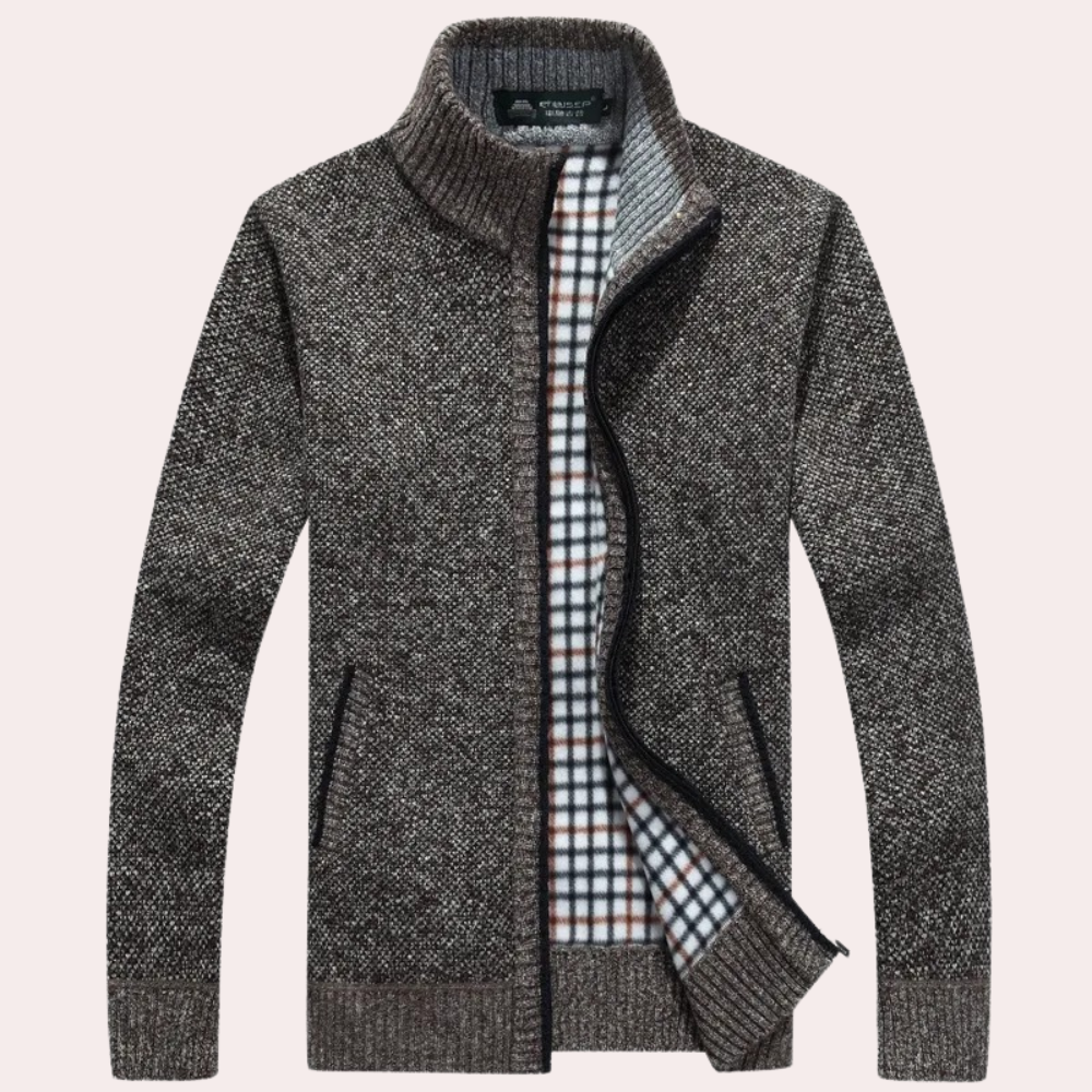 Warmer Strickcardigan für Herren – Gemütliches kariertes Futter