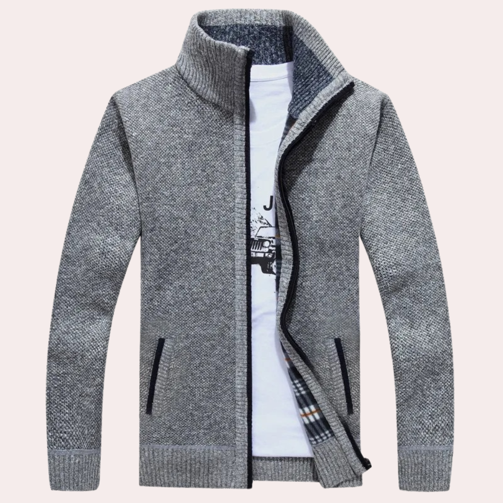 Warmer Strickcardigan für Herren – Gemütliches kariertes Futter