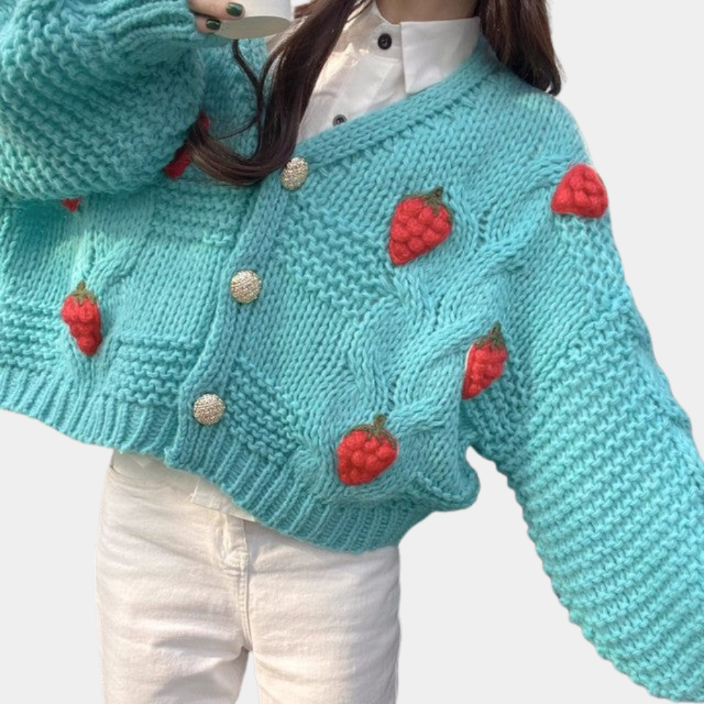 Stilzeits | Damenjacke mit Erdbeer-Details – Poppy