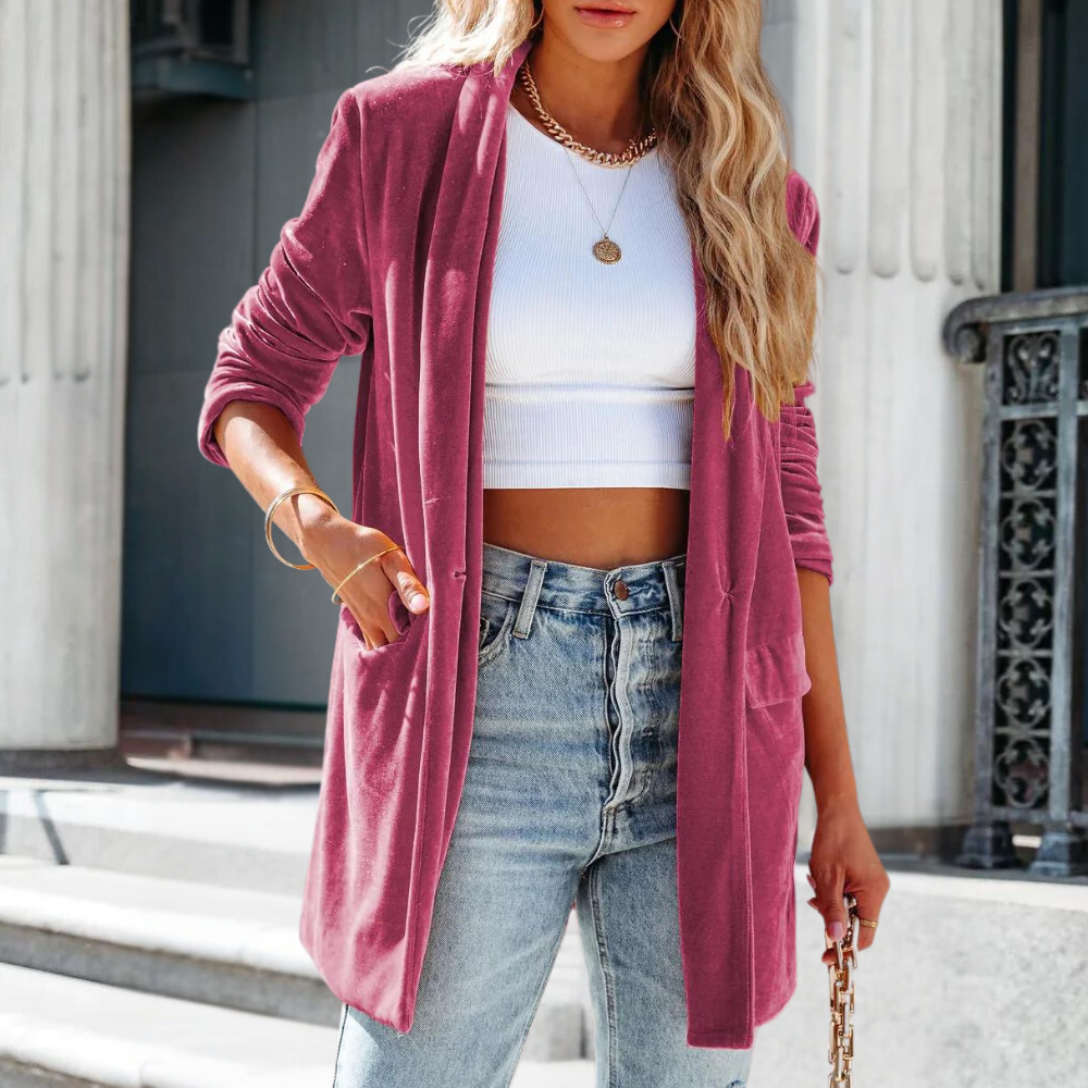 Stilzeits | Samt Damenmantel mit luxuriösem Aussehen