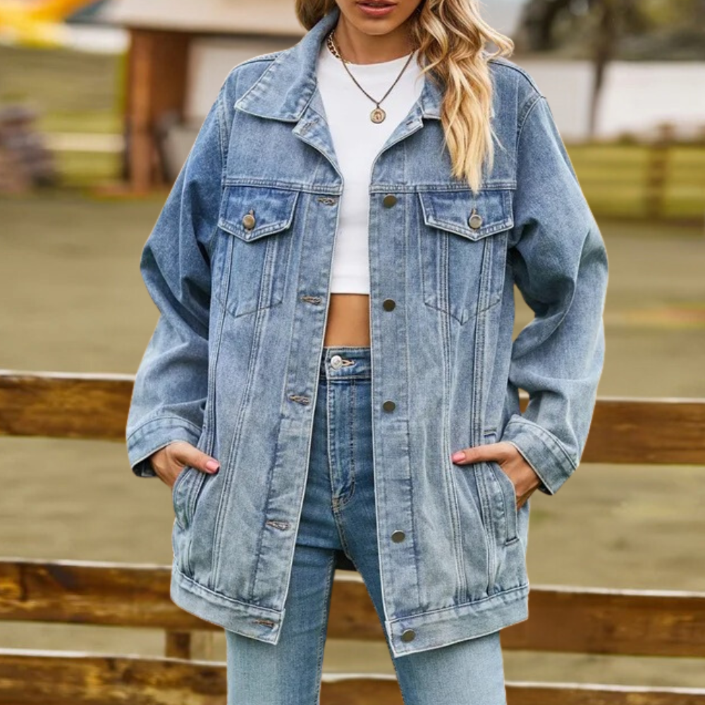 Damen Oversized Jeansjacke – Stilvoll und Komfortabel