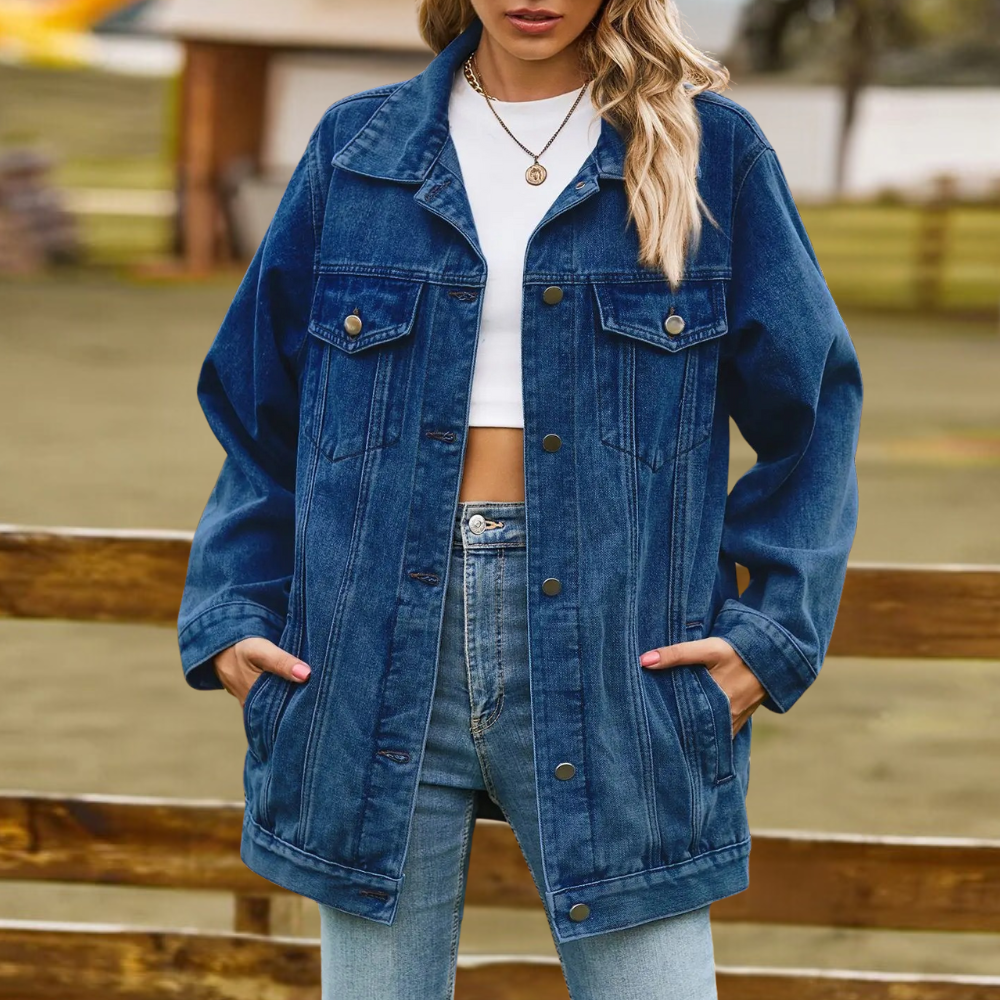Damen Oversized Jeansjacke – Stilvoll und Komfortabel