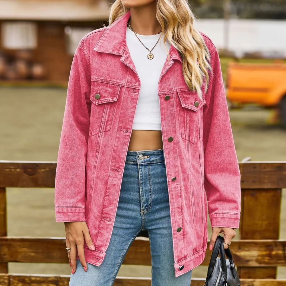 Damen Oversized Jeansjacke – Stilvoll und Komfortabel