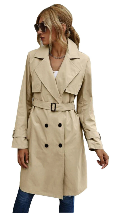 Stilzeits | Lange Trenchcoat mit Taillengürtel und Knöpfen