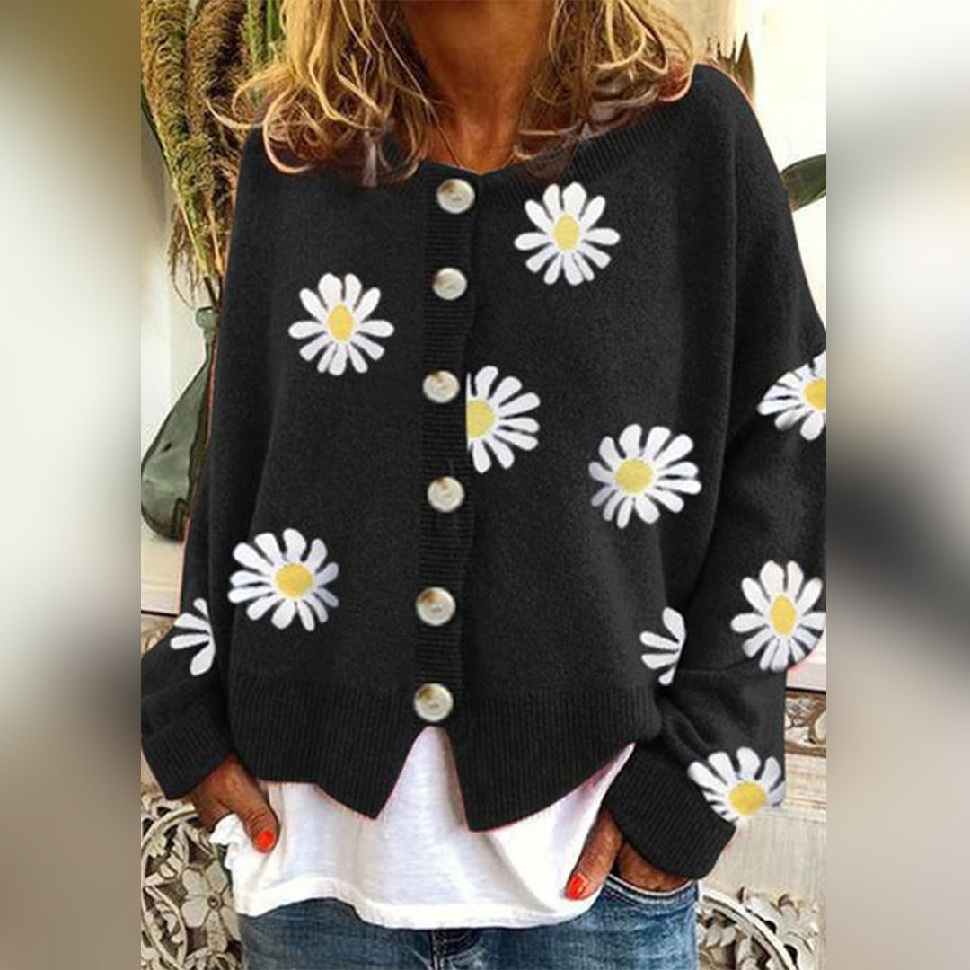 Damen Stilvoller Blumen-Strick-Cardigan - Warm und Stilvoll