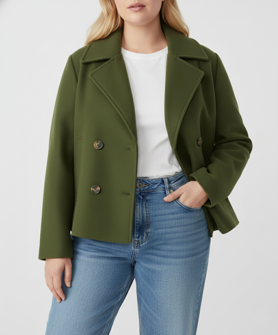 Stilzeits | Kurzer Woll-Look Peacoat für Damen – Große Größen