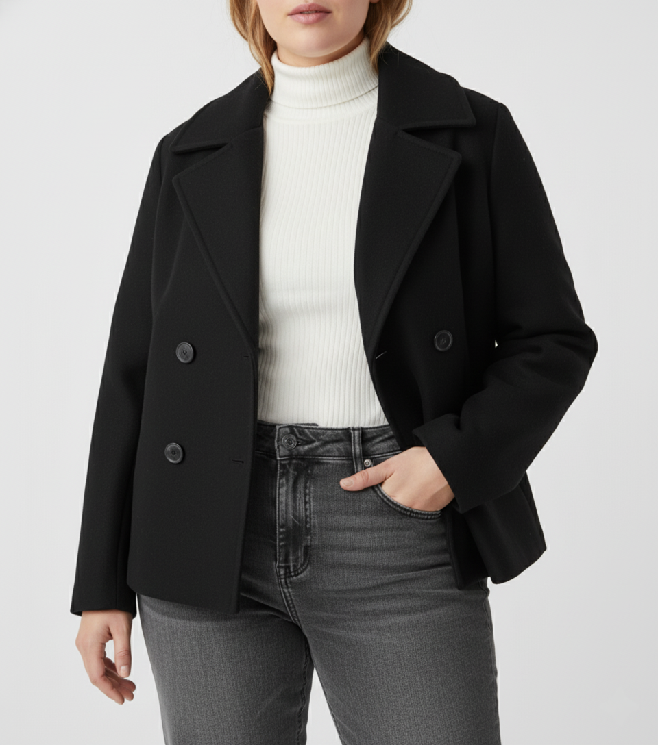 Stilzeits | Kurzer Woll-Look Peacoat für Damen – Große Größen