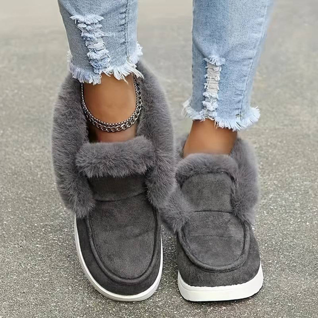 Stilzeits | Winter Flach Schuh Dick-Sohlige Samt Slipper Schnee Stiefel