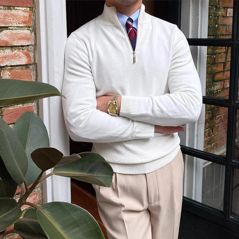 Herren Stehkragen Pullover - Viertel-Reißverschluss & Entspannte Passform