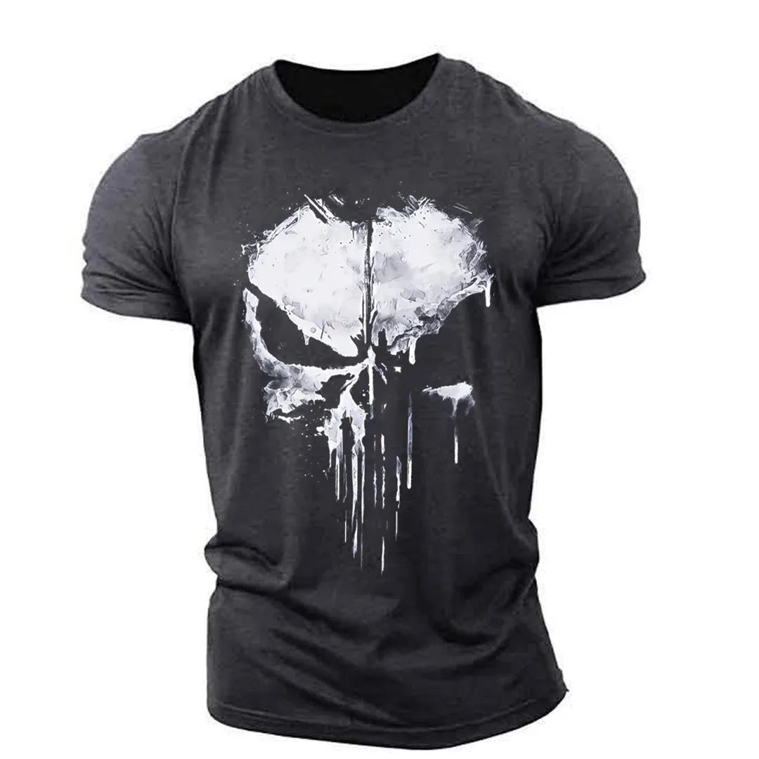 T-Shirt mit Totenkopf-Motiv für Herren - Rundhals