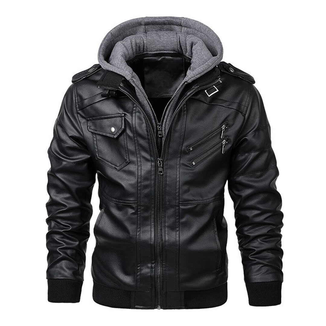 Stilzeits | Herren Lederjacke mit Kapuze